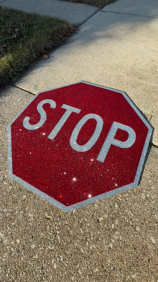 Rhinestoned Stop Sign